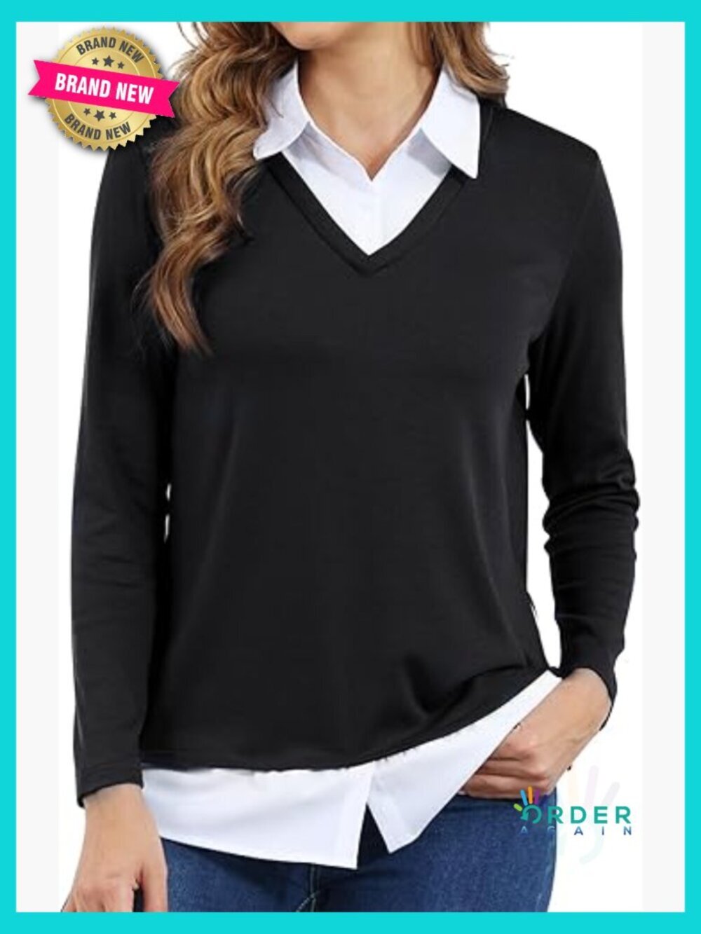 Fall Winter Pullover Oversized V Neck Long Sleeve Shirt Sweater Tunic